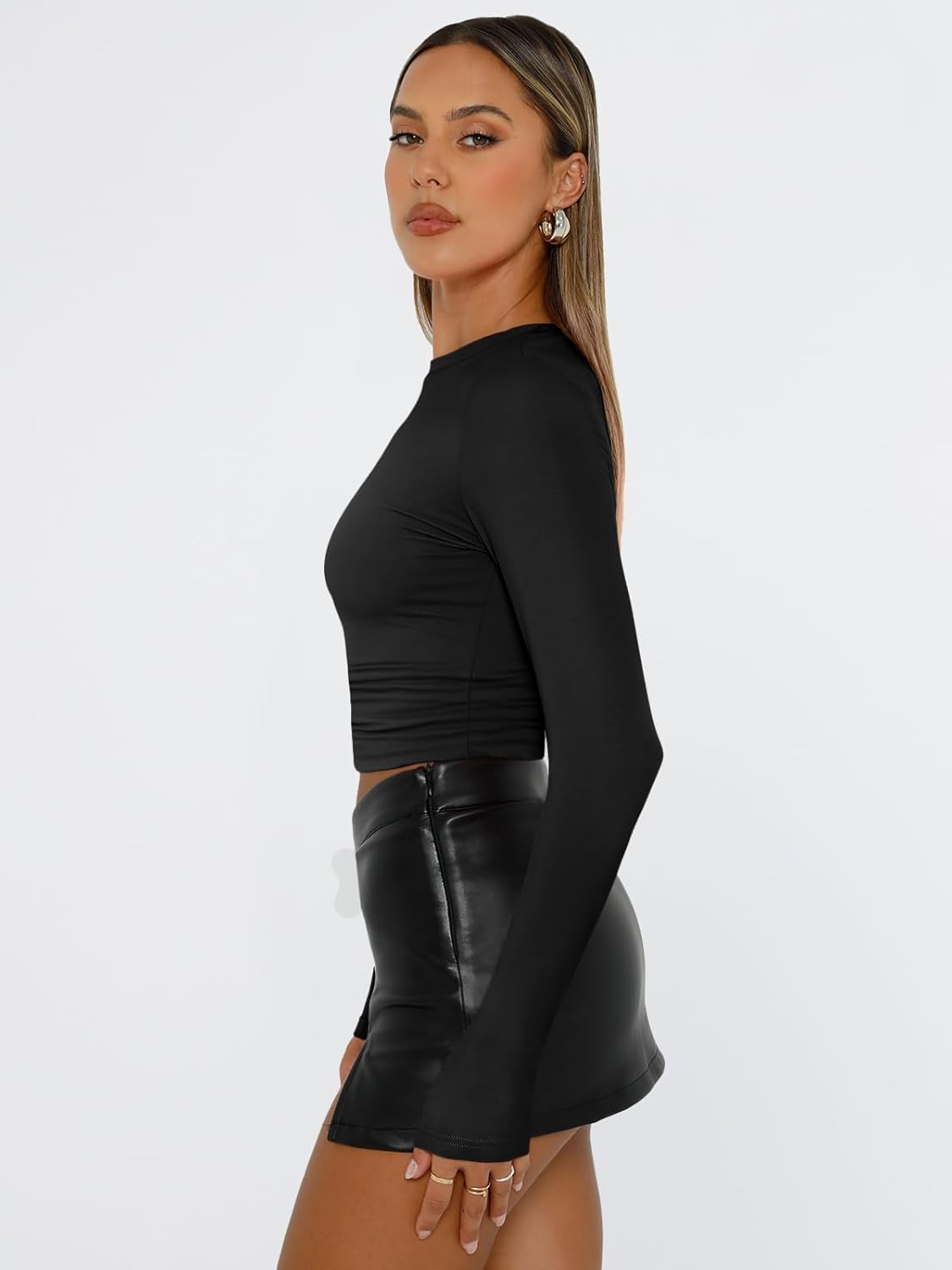 Womens Long Sleeve T Shirts Fall Fashion 2025 Basic Crop Tops Going Out Outfits Y2K Clothes