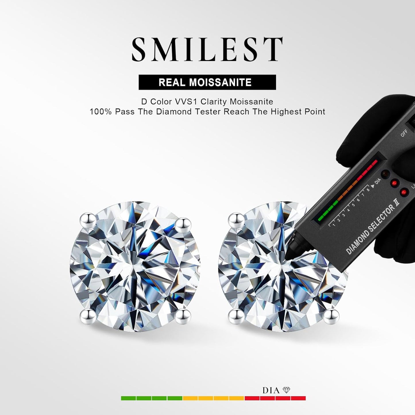 0.2-4Ct Moissanite Screw Back Earrings, D Color VVS1 Clarity Lab Created Moissanite 14K White Yellow Rose Gold Ruthenium Vermeil 925 Sterling Silver round Moissanite Earrings for Women Men