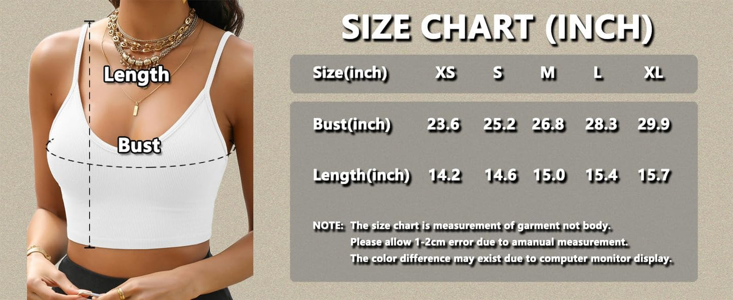 Tank Tops for Women 2025 Built in Shelf Bra Spaghetti Strap Summer Camisole U Neck Slim Fit Ribbed Sleeveless Top