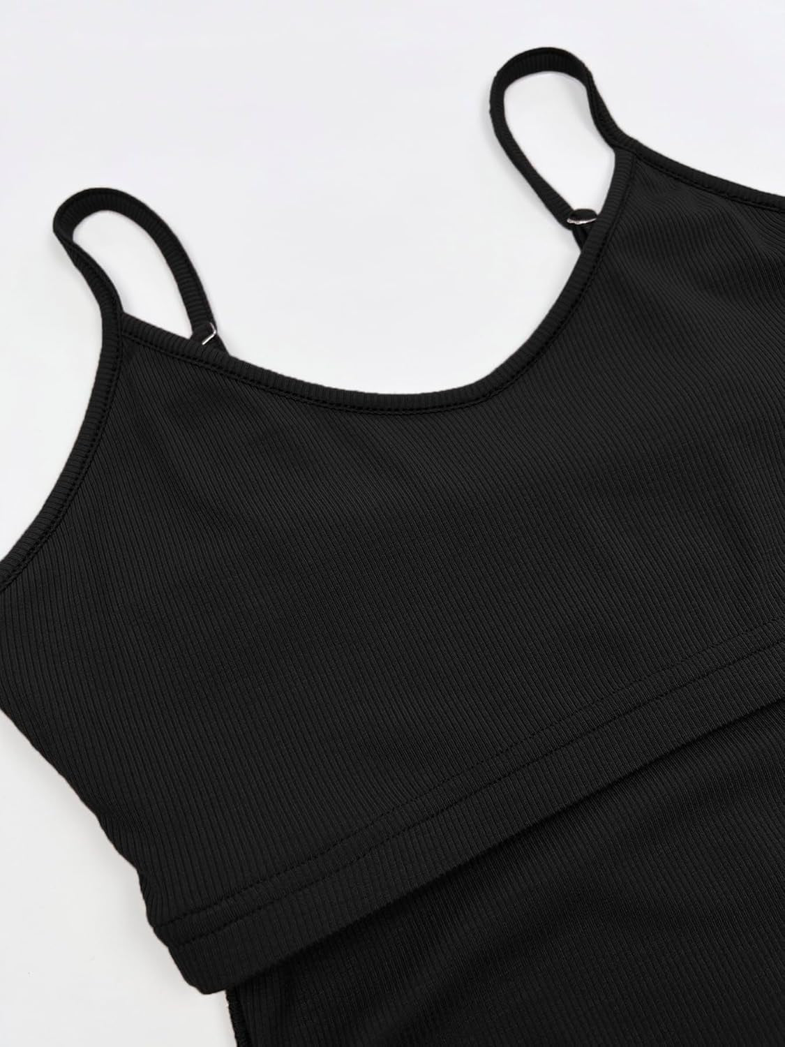 Tank Tops for Women 2025 Built in Shelf Bra Spaghetti Strap Summer Camisole U Neck Slim Fit Ribbed Sleeveless Top