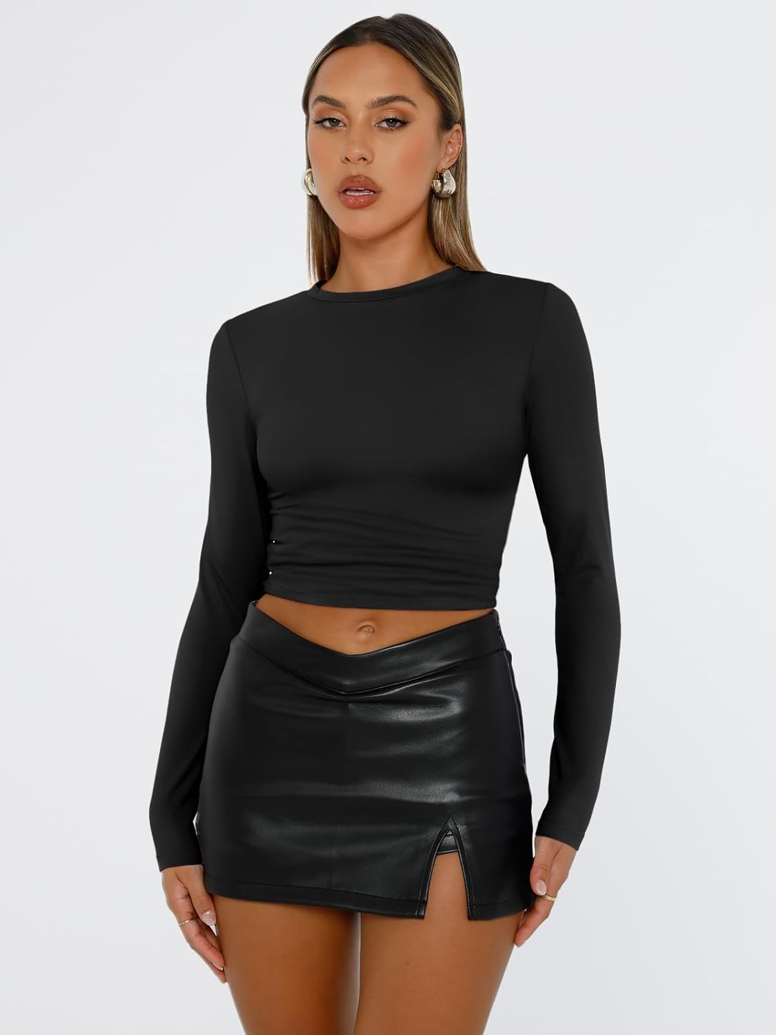 Womens Long Sleeve T Shirts Fall Fashion 2025 Basic Crop Tops Going Out Outfits Y2K Clothes