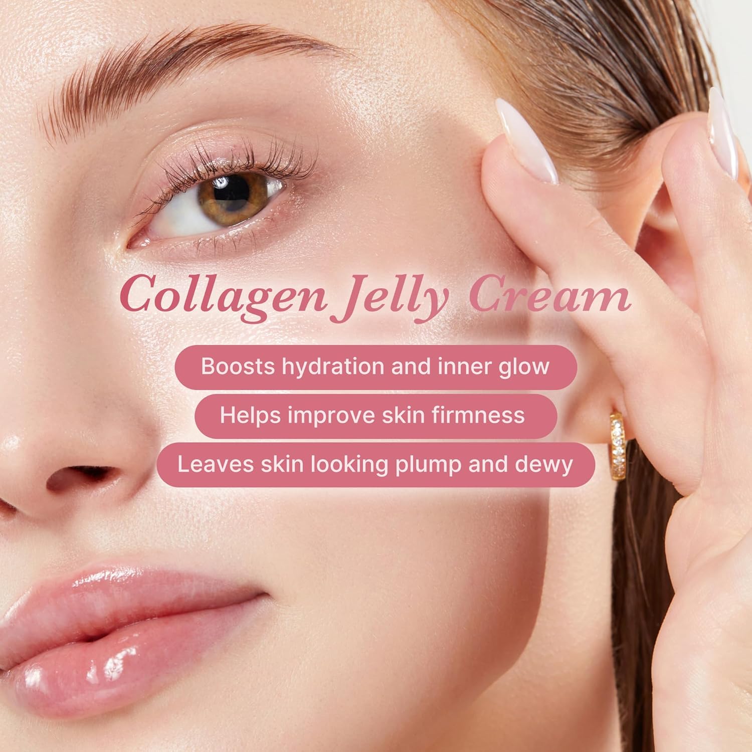 Collagen Jelly Cream- Niacinamide & Freeze-Dried Hydrolyzed Collagen - Boosts Skin'S Barrier Hydration and Gives 24H Glow & Lifted Look - Korean Skincare (1.69 Fl Oz (Pack of 1))