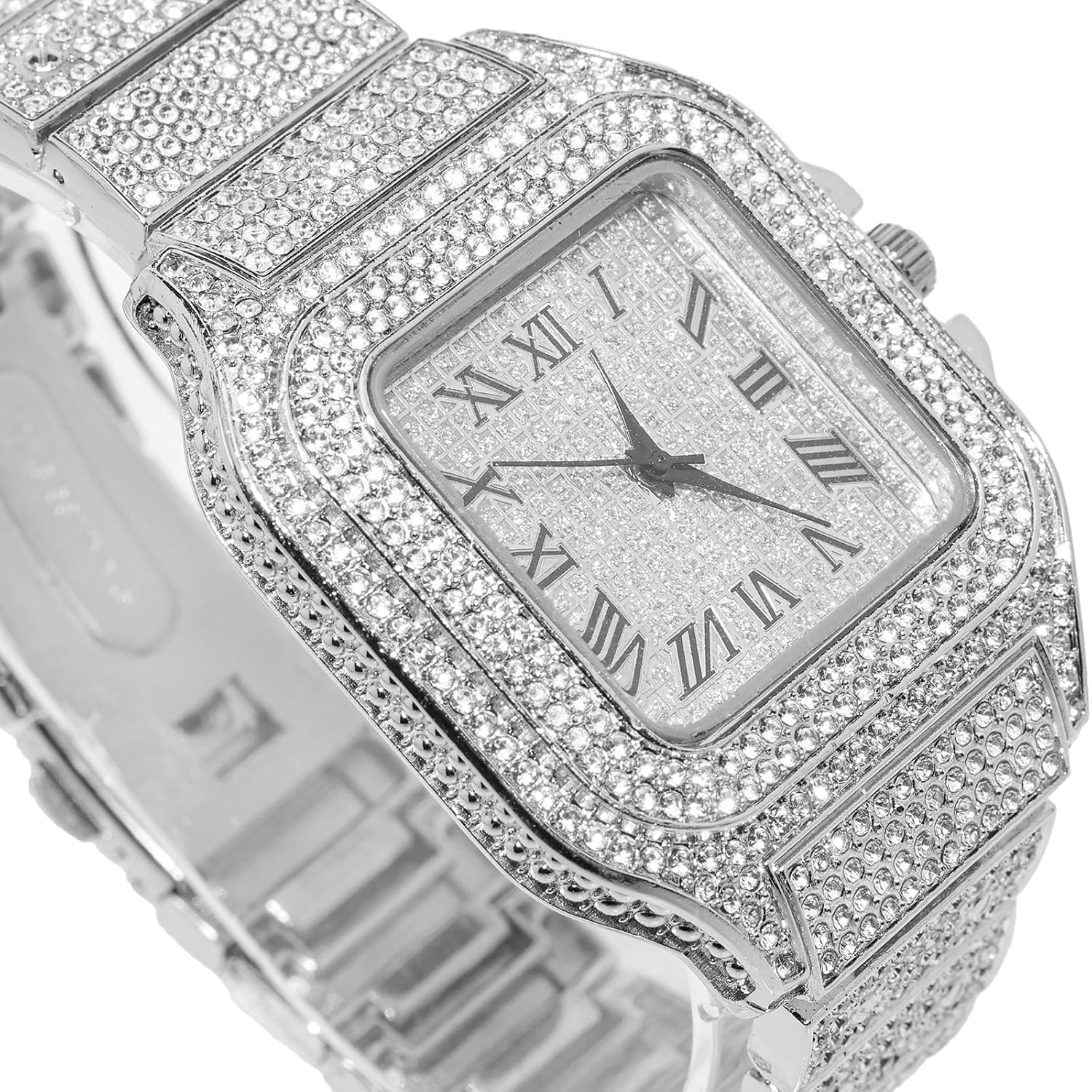 Luxury Square Dial Diamond Gold Watch for Men - 18K Real Gold/Platinum Plated Quartz Wristband with Optional Cuban Link Necklace Bracelet Set - Free Gift Box Included!