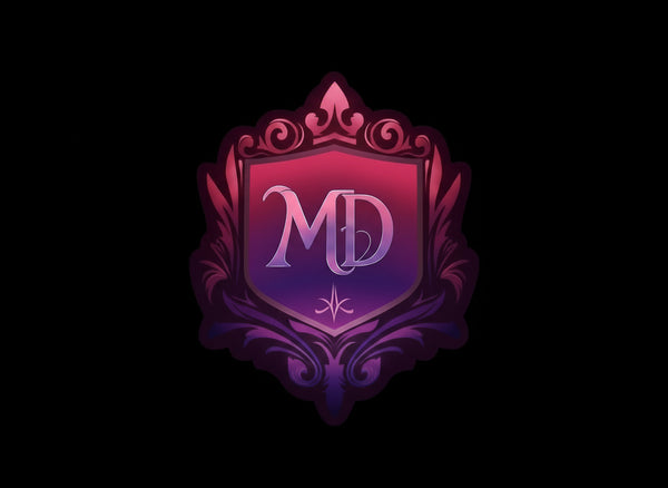 Gaming setup with a monitor displaying a logo, surrounded by neon lights on a dark background.