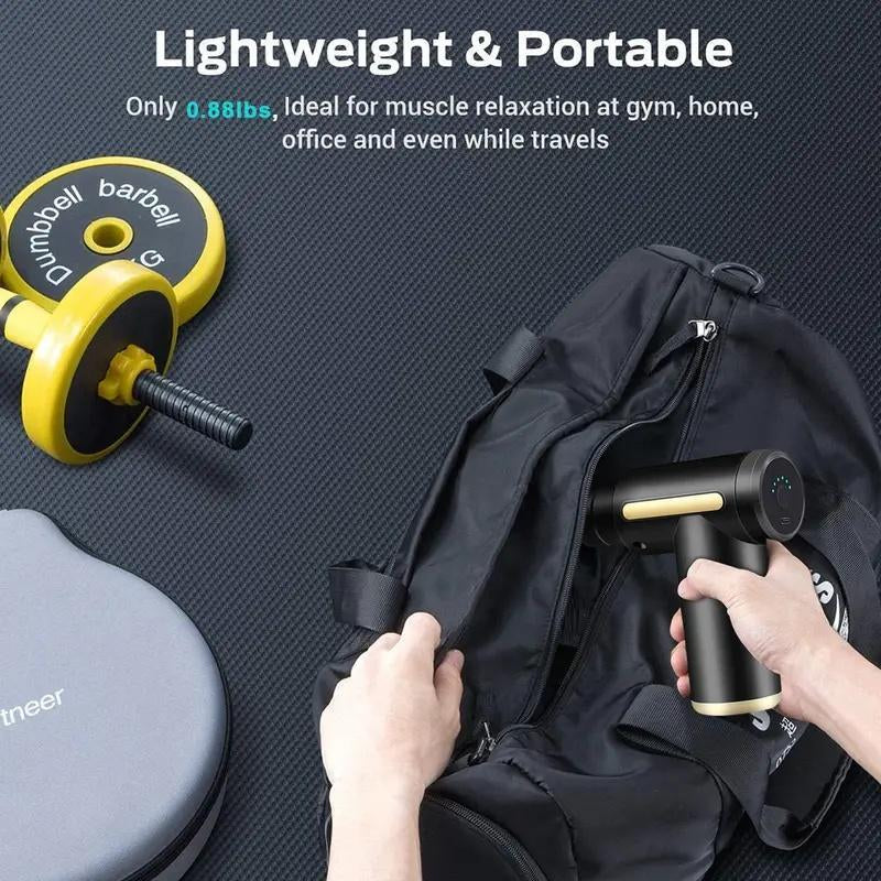 Home Portable USB Rechargeable 6-Speed Body Massage Gun, Adjustable Multifunctional Body Fascia Gun . Perfect for Muscle Recovery, Neck & Back Pain Relief, and Post-Workout Relaxation, 4 Replaceable Heads; Ultra-Quiet Brushless Motor, Black Massager Gift